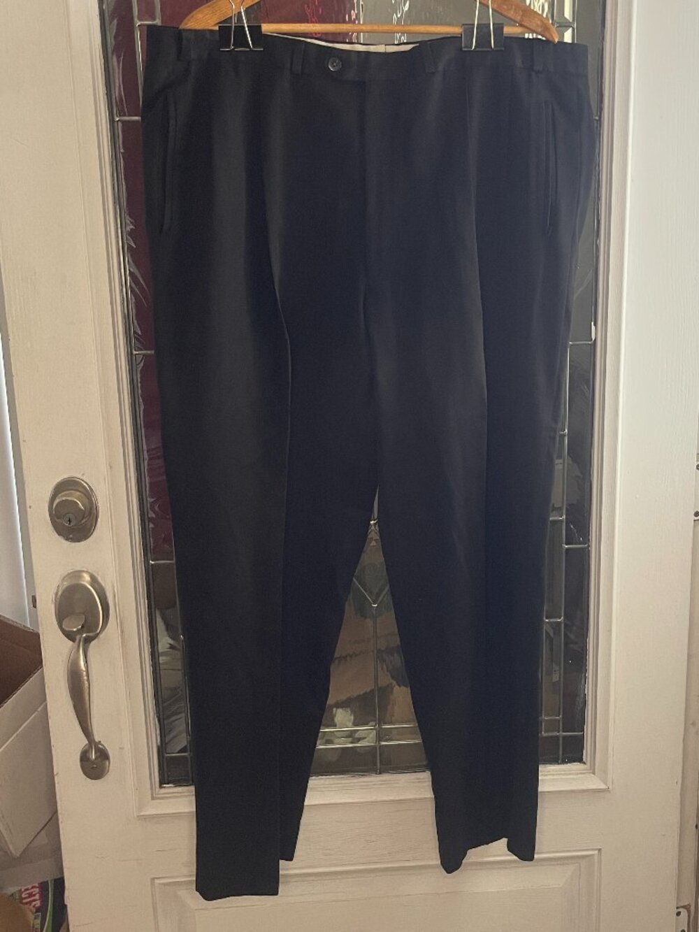 Lorenzo Bruno Black Super 150 Rayon Soft Dress Pants Button Straight Leg 41 X 32
